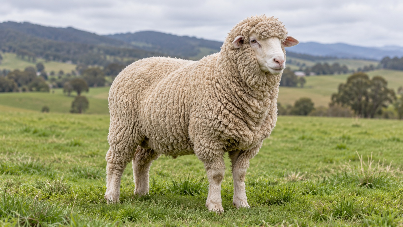 Sheep standing in a green pasture.